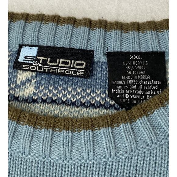 Vintage Studio By SouthPole Bugs Bunny Crew Neck Sweater Sz 2XL Y2K Looney Tunes - Picture 3 of 4